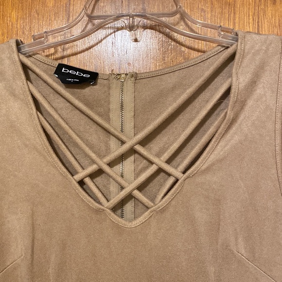 Bebe tan faux suede mini dress, size large - Picture 2 of 7
